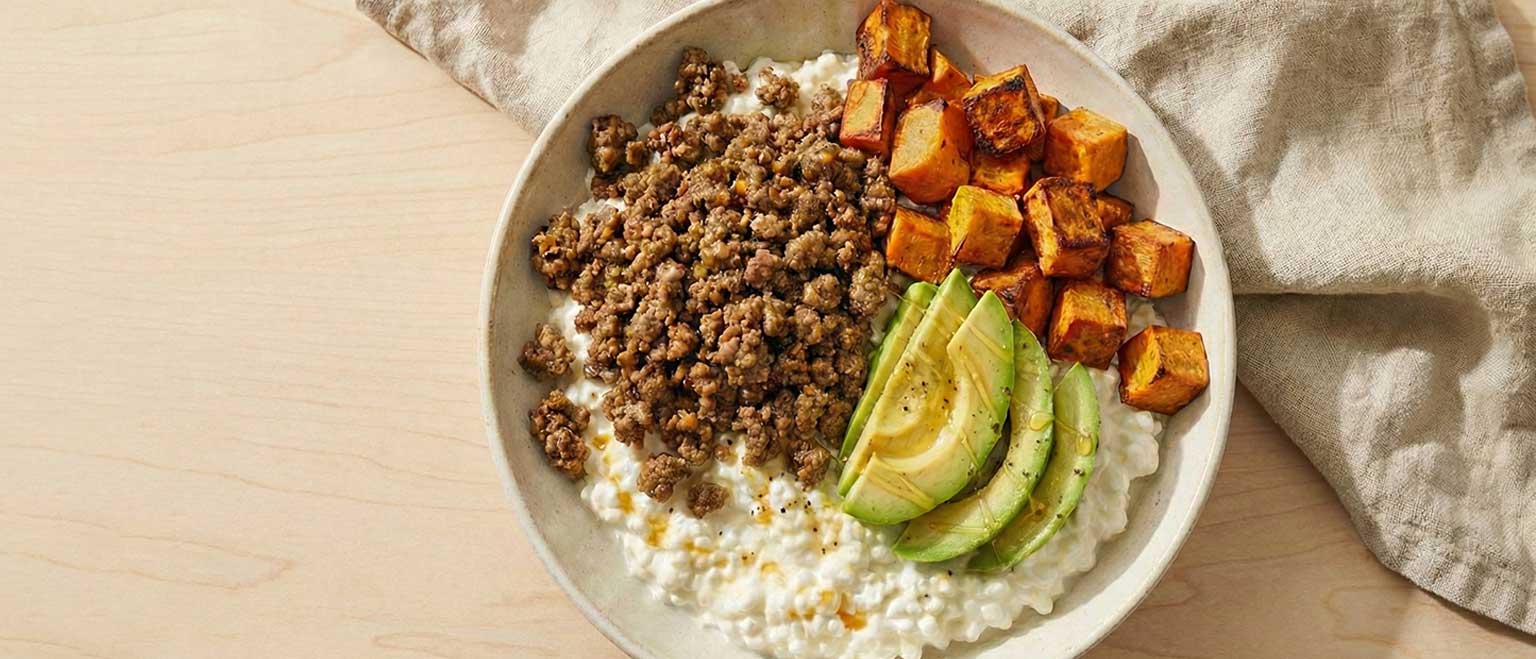 Easy High-Protein Cottage Cheese Beef Sweet Potato Bowls   